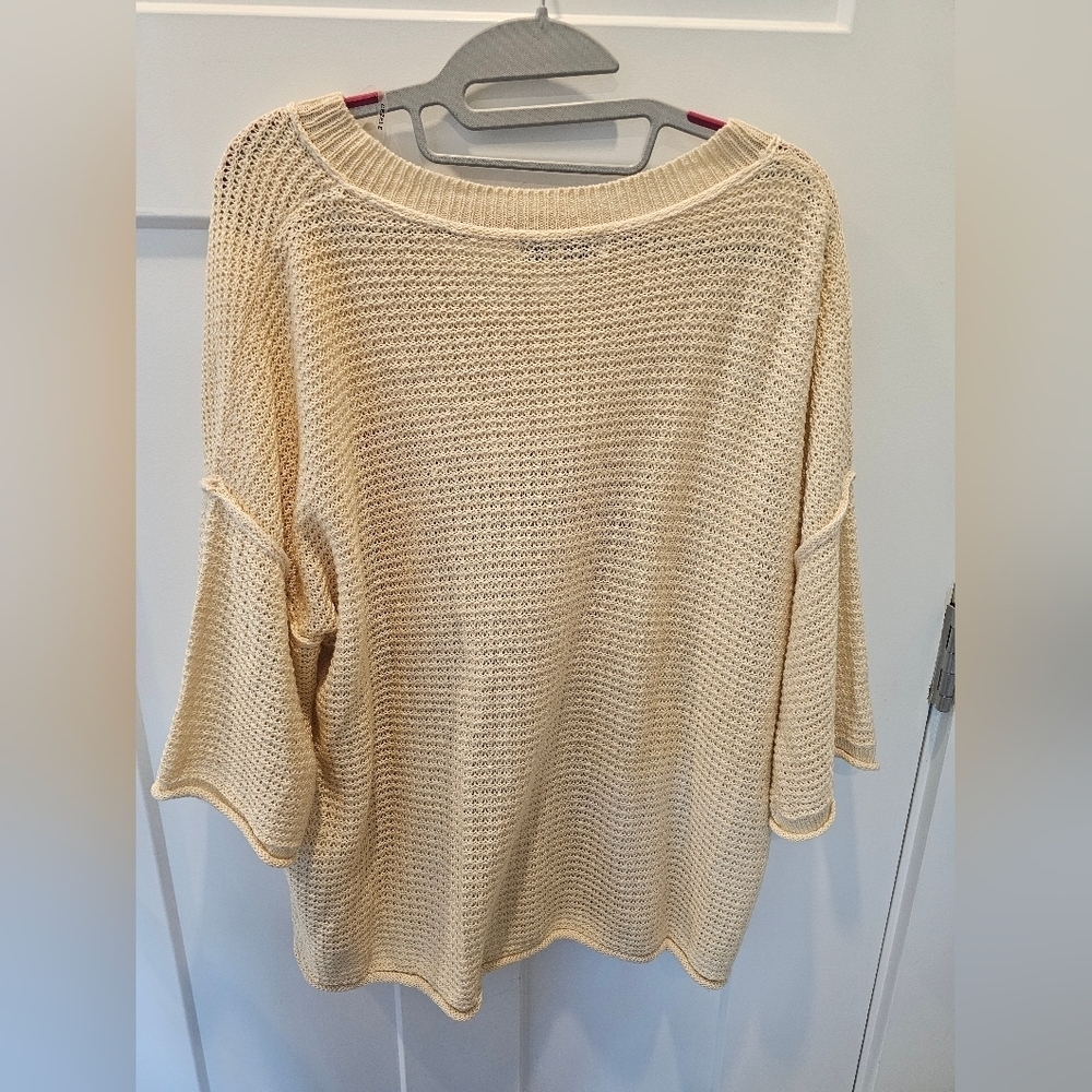 Collection by Cezele Cream Knit Sweater Women’s S Red Heart V-Neck Pullover - Picture 4 of 10